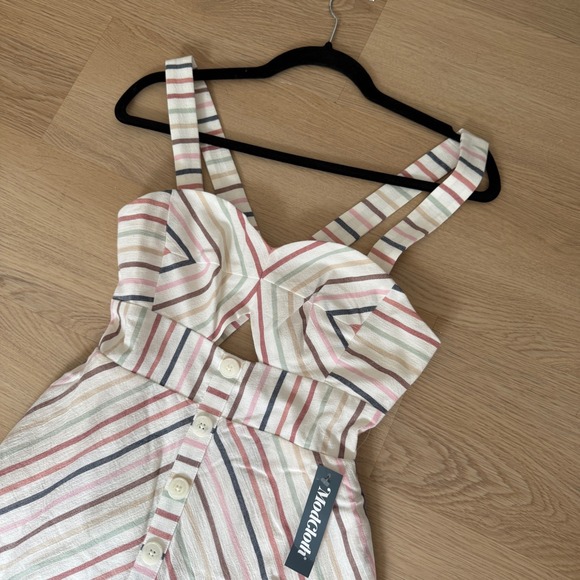 Modcloth Dresses & Skirts - NWT ModCloth 0 Striped Midi Dress Button Front‎ Sleeveless Casual Cutout Preppy